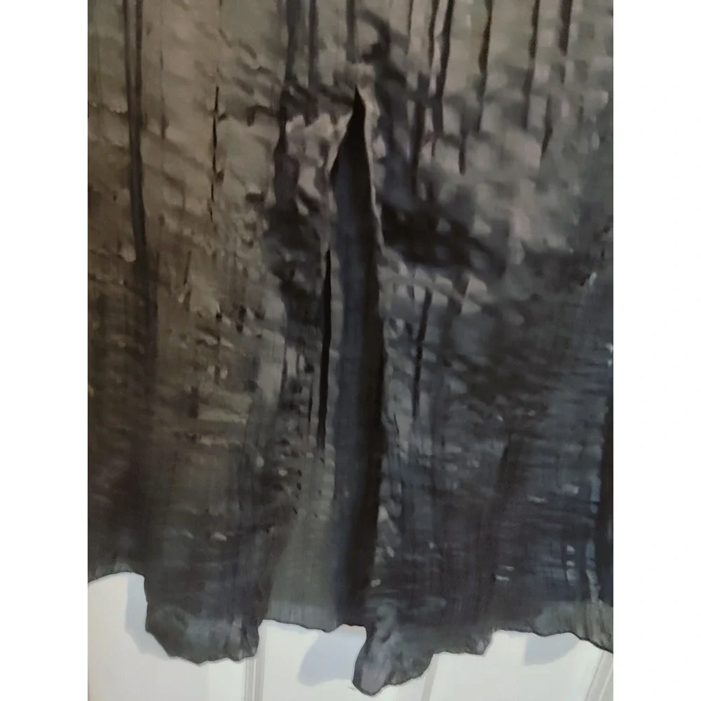 A New‎ Day Black Crinkled Textured Satin Pull-On Maxi Skirt With Waist Tie L NWT